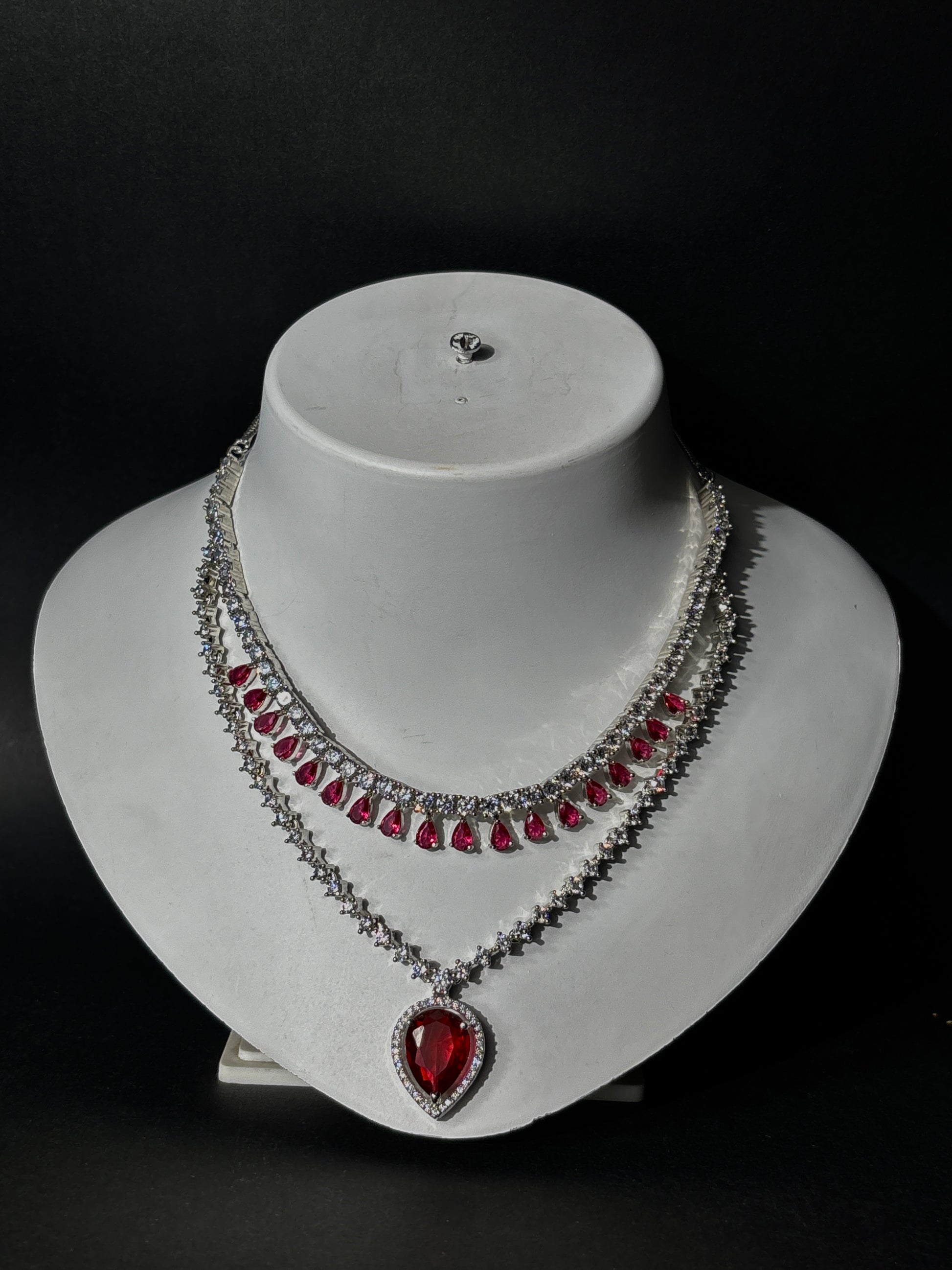 Crimson Grace Layered CZ Necklace