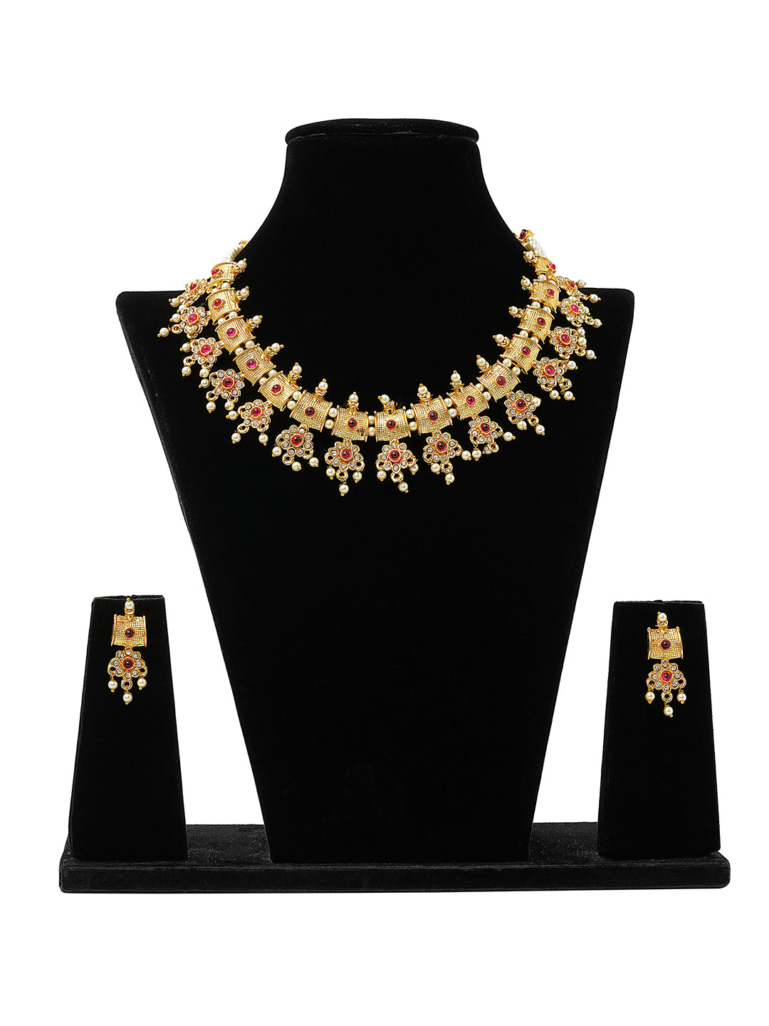 Antique Gold Temple Choker Necklace Set