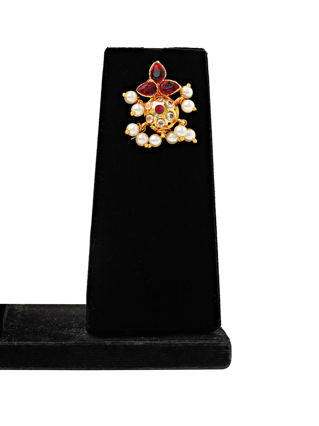 Traditional Red & Pearl Kundan Necklace & Earrings Set