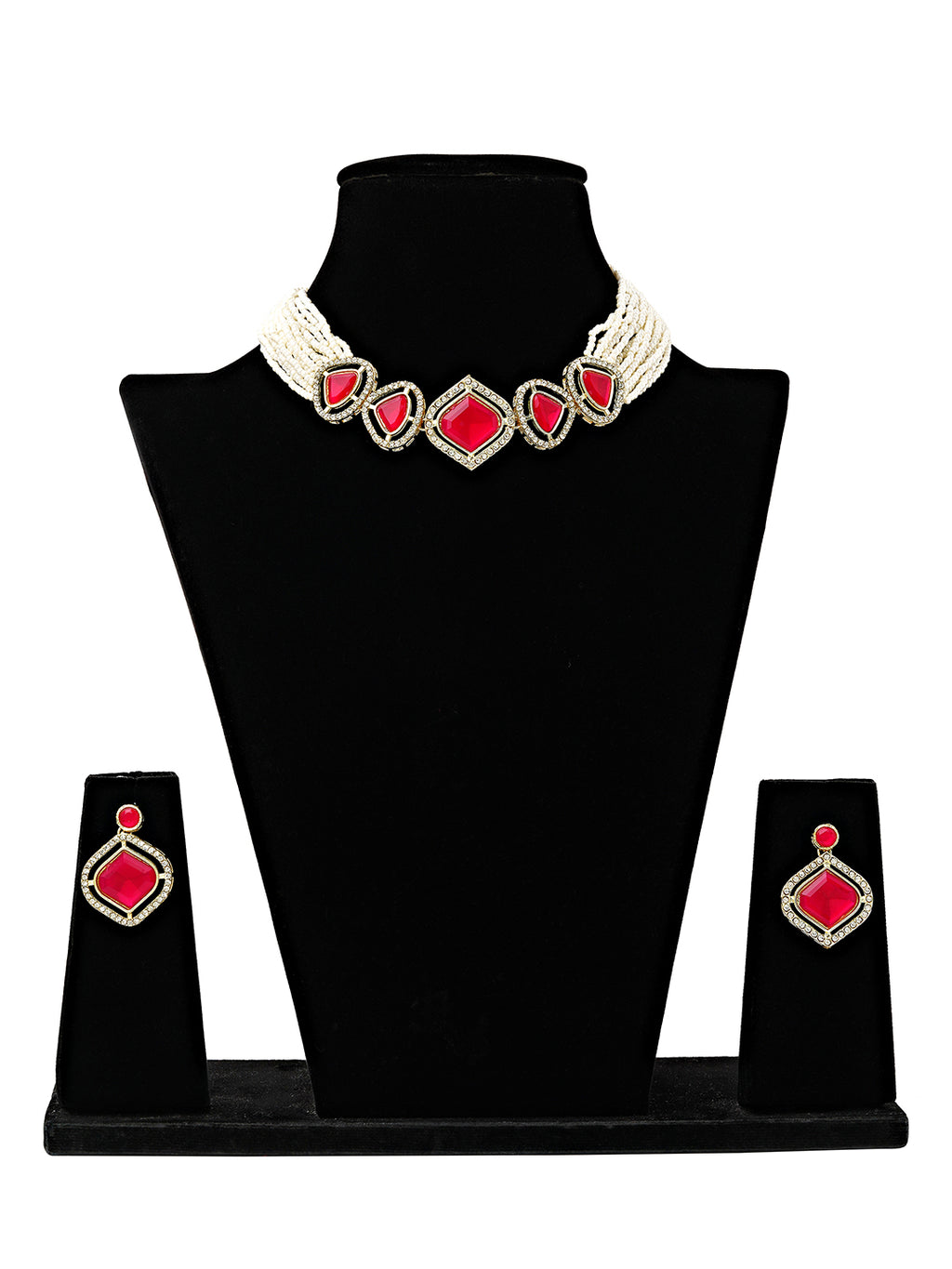 Ruby Radiance Choker Necklace Set