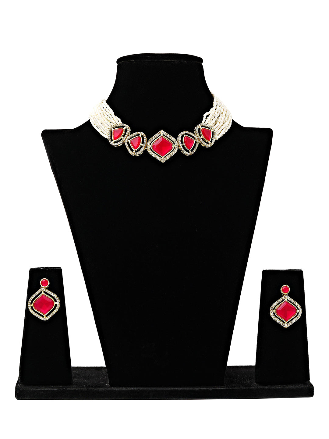 Ruby Radiance Choker Necklace Set