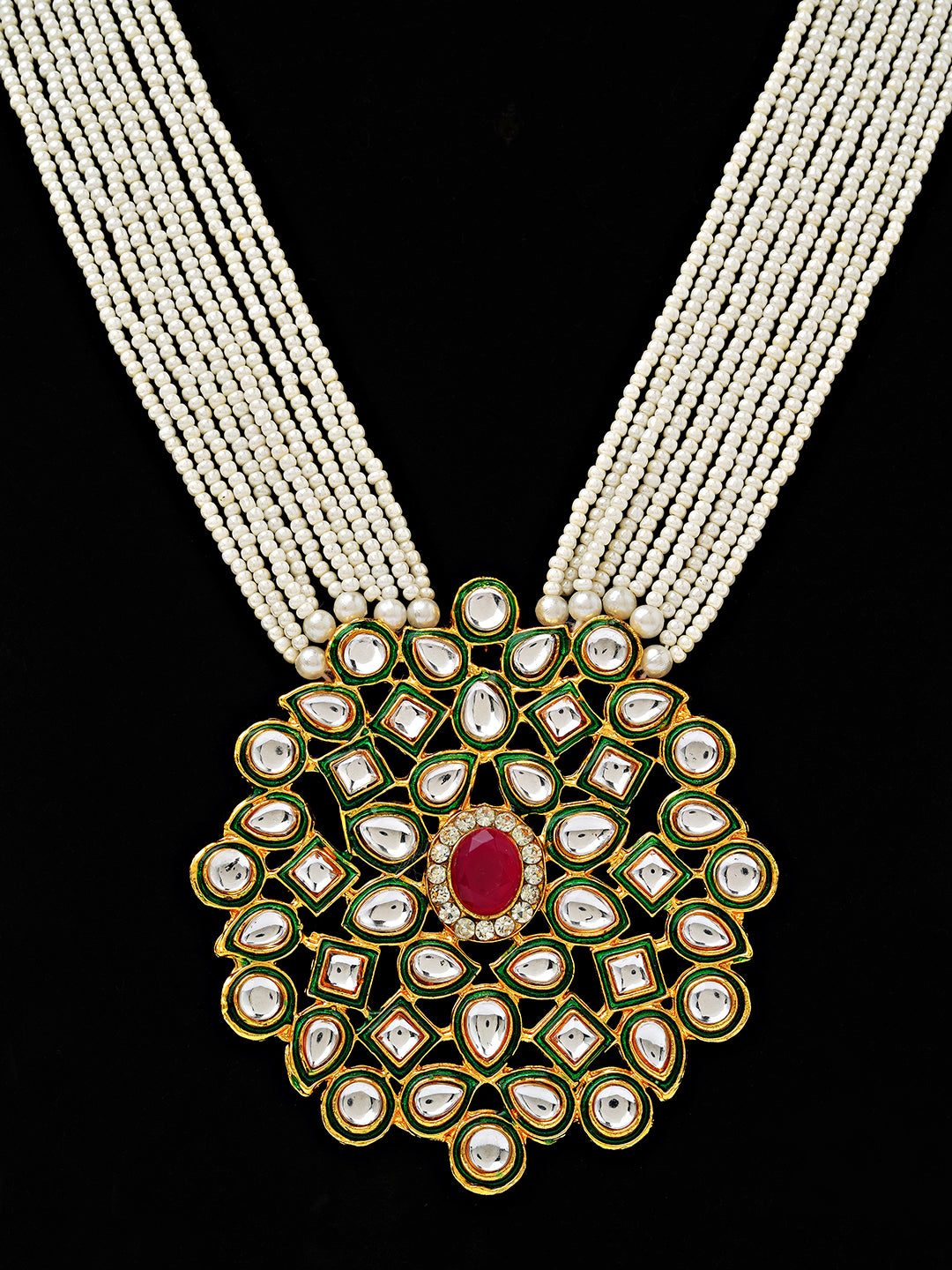 Royal Kundan Pearl Necklace & Earrings Set