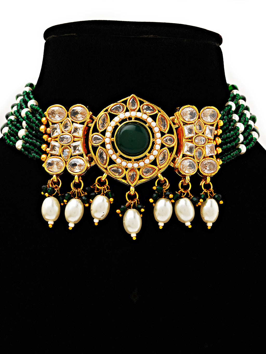 Regal Green Kundan Choker & Earrings Set