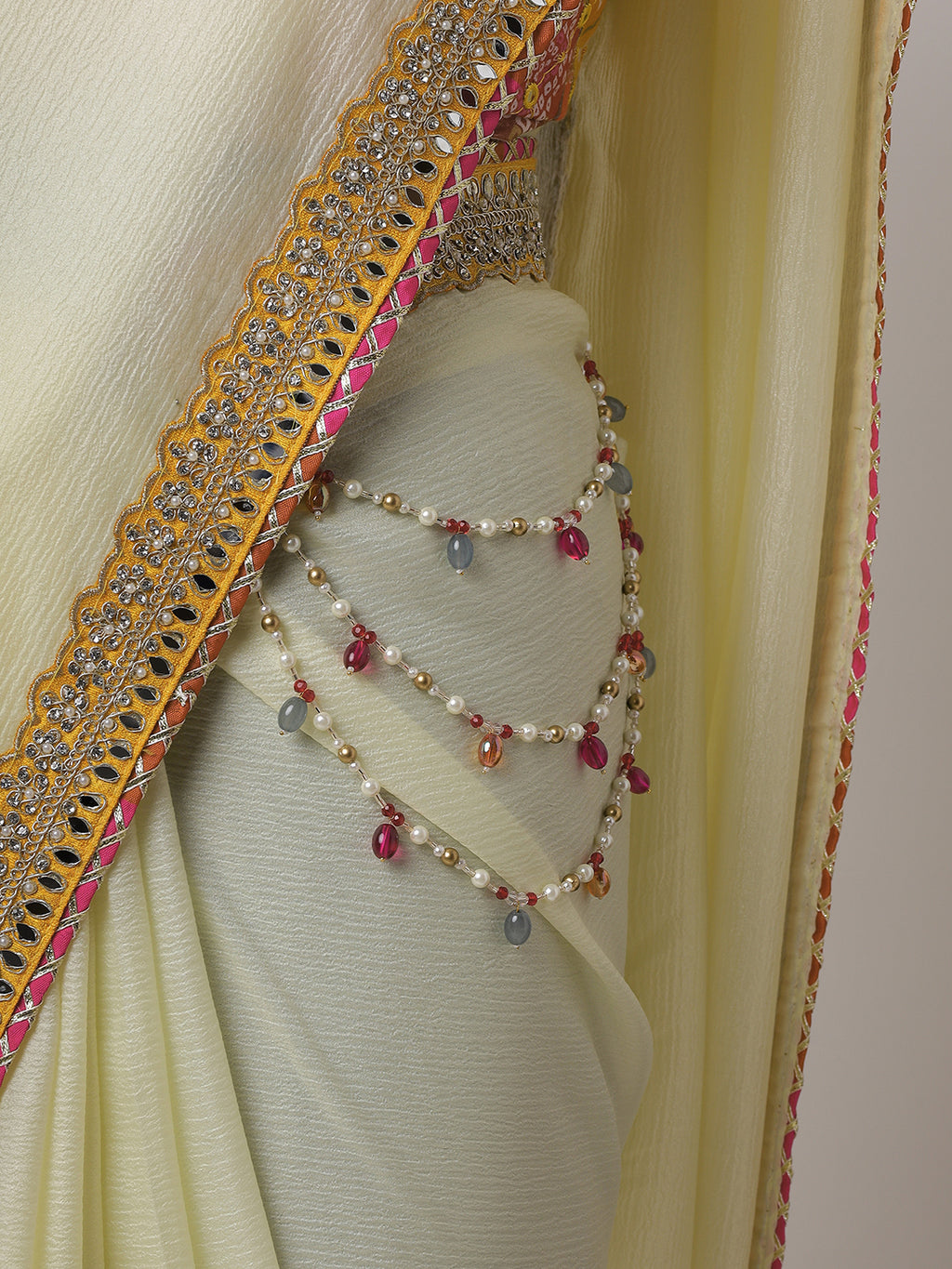 “Lemon Zest” – Soft Yellow Saree with Multicolor Embroidered Blouse