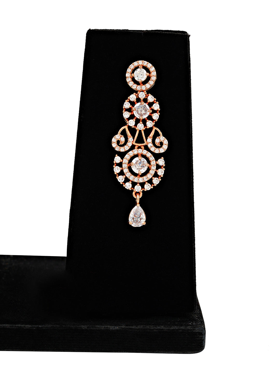Sparkling Rose Gold Necklace & Earrings Set