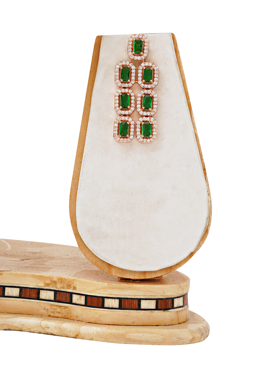 Double-Layer Emerald Green Stone Necklace Set