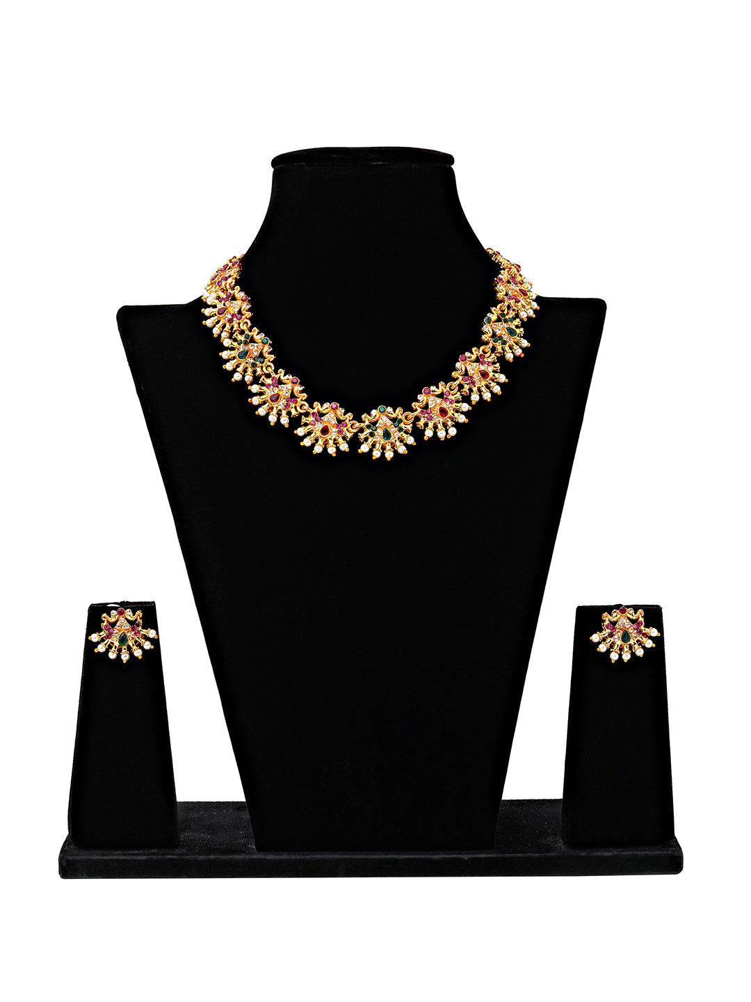 Floral Kundan Necklace & Earrings Set