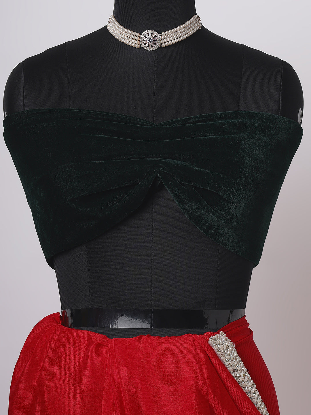 Classic Red Saree with Silver Embroidered Motifs