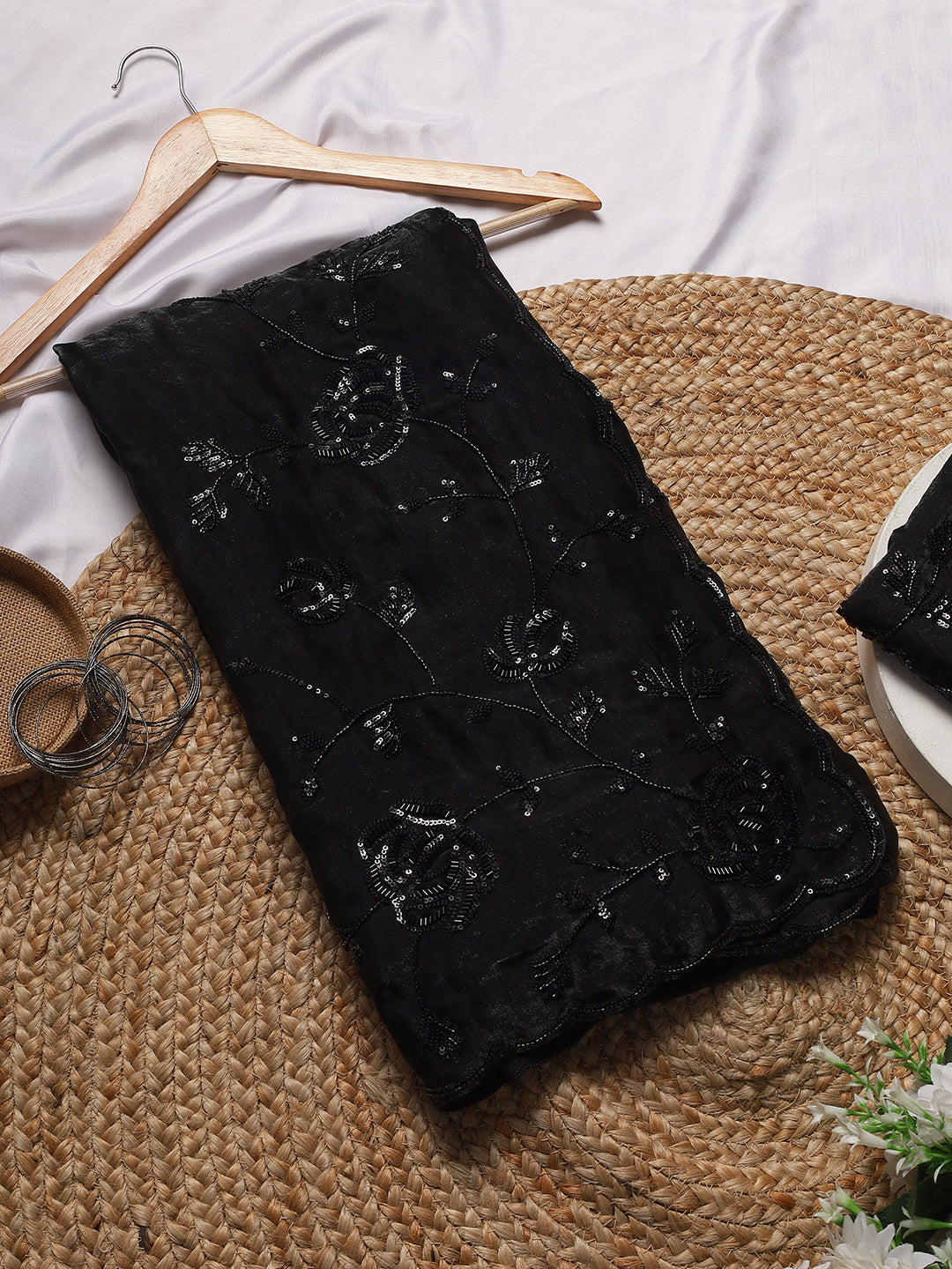 Black Sequin Embroidered Saree
