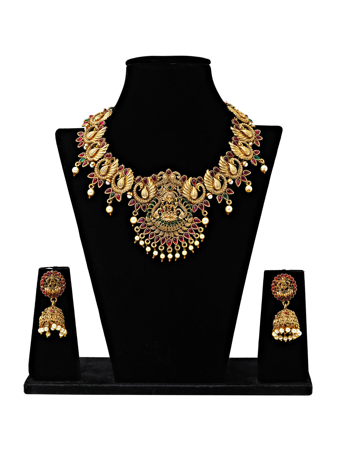 Antique Temple Jewellery Set with Goddess Lakshmi Motif