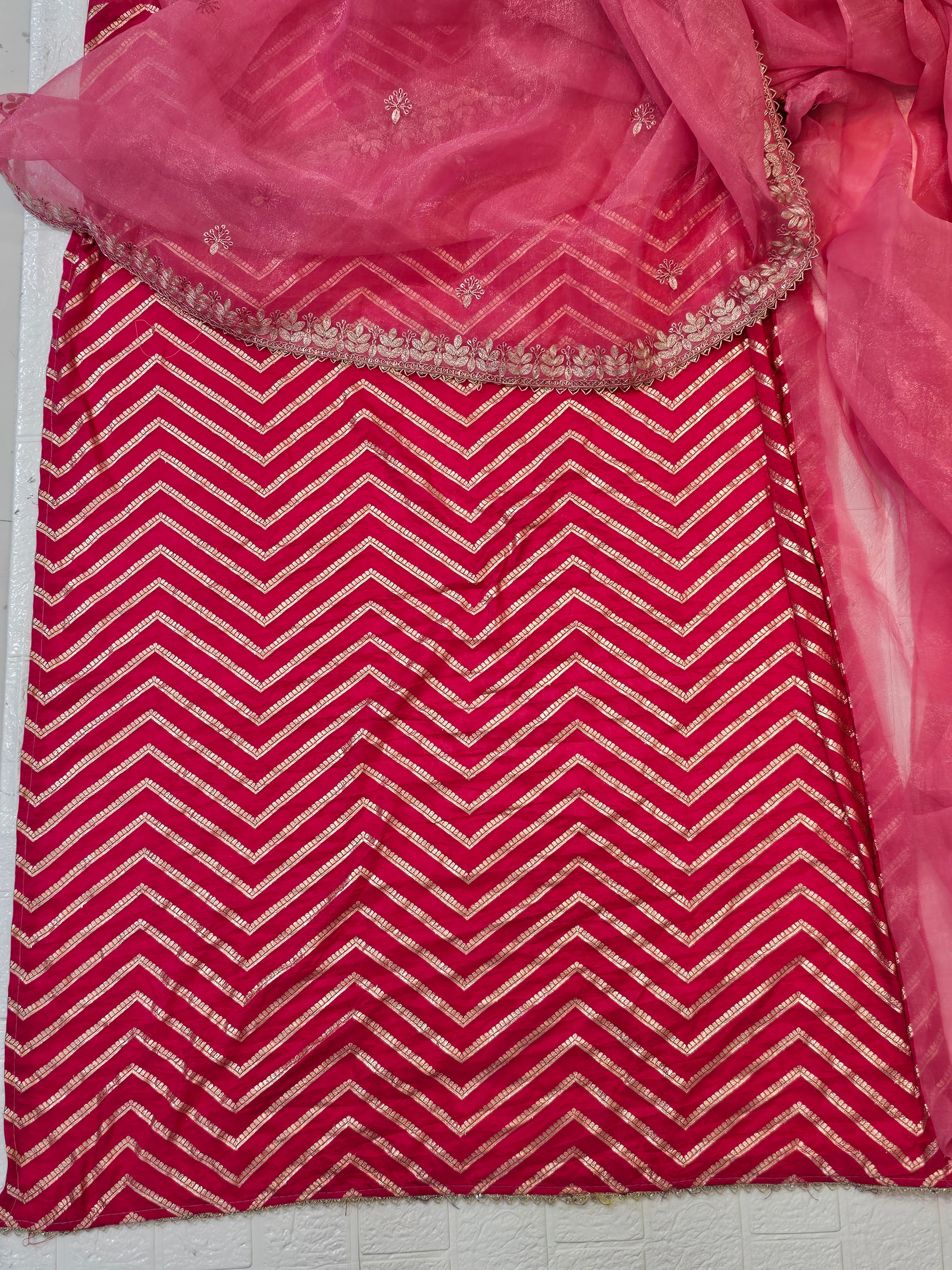 Rose Pink Organza Saree with Subtle Sequin Embroidery