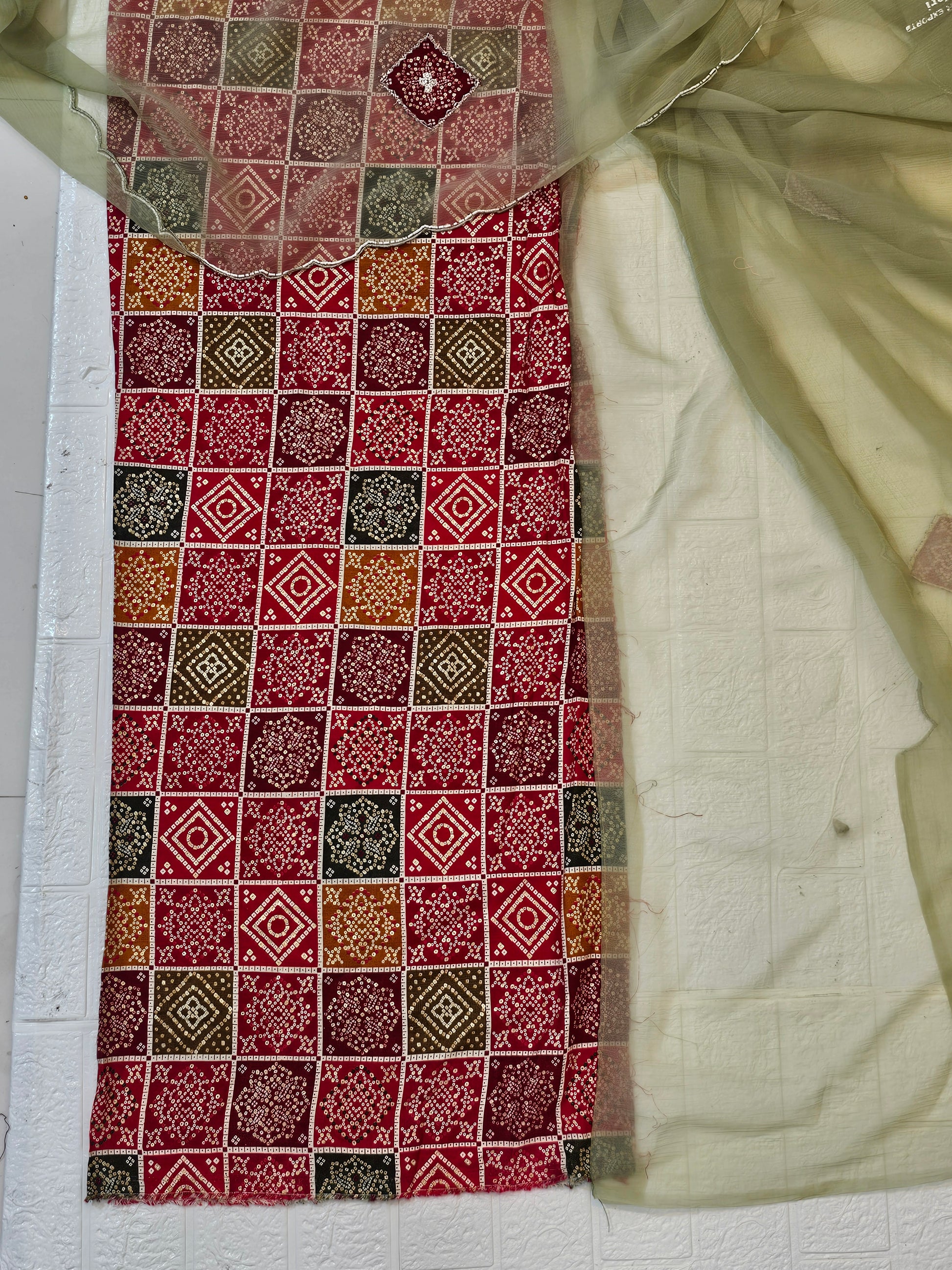Ivory Soft Silk Saree with Red and Gold Embroidery
