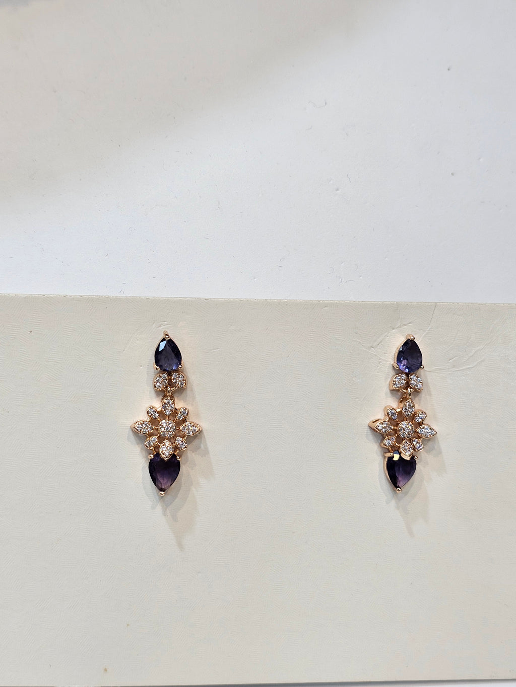 Violet Drop Rose Gold Necklace Set