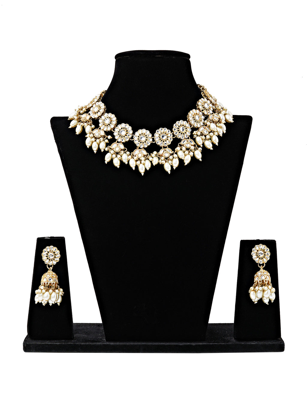Rose Gold Diamond-Cut Bridal Necklace Set with Maang Tikka