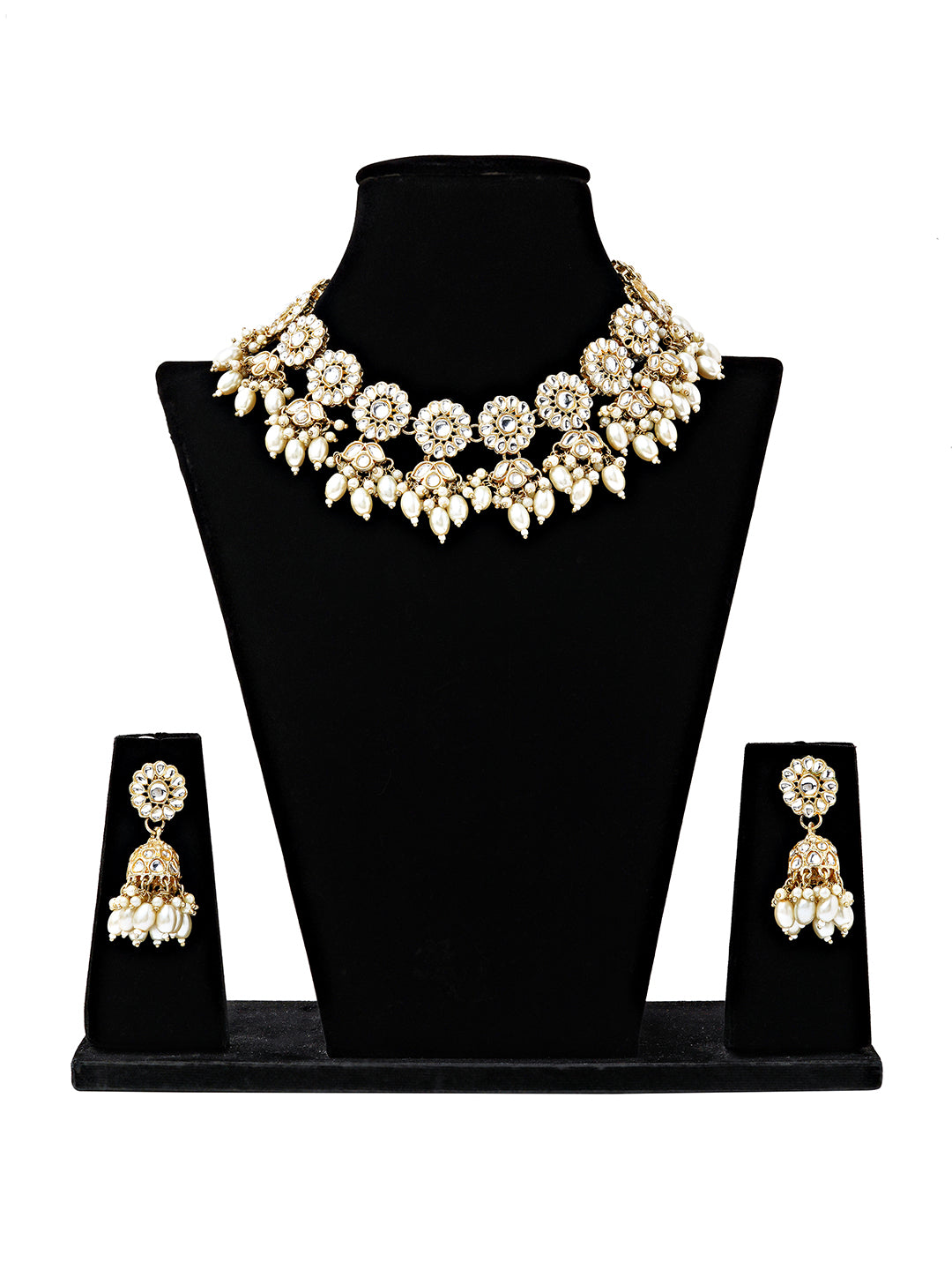 Rose Gold Diamond-Cut Bridal Necklace Set with Maang Tikka