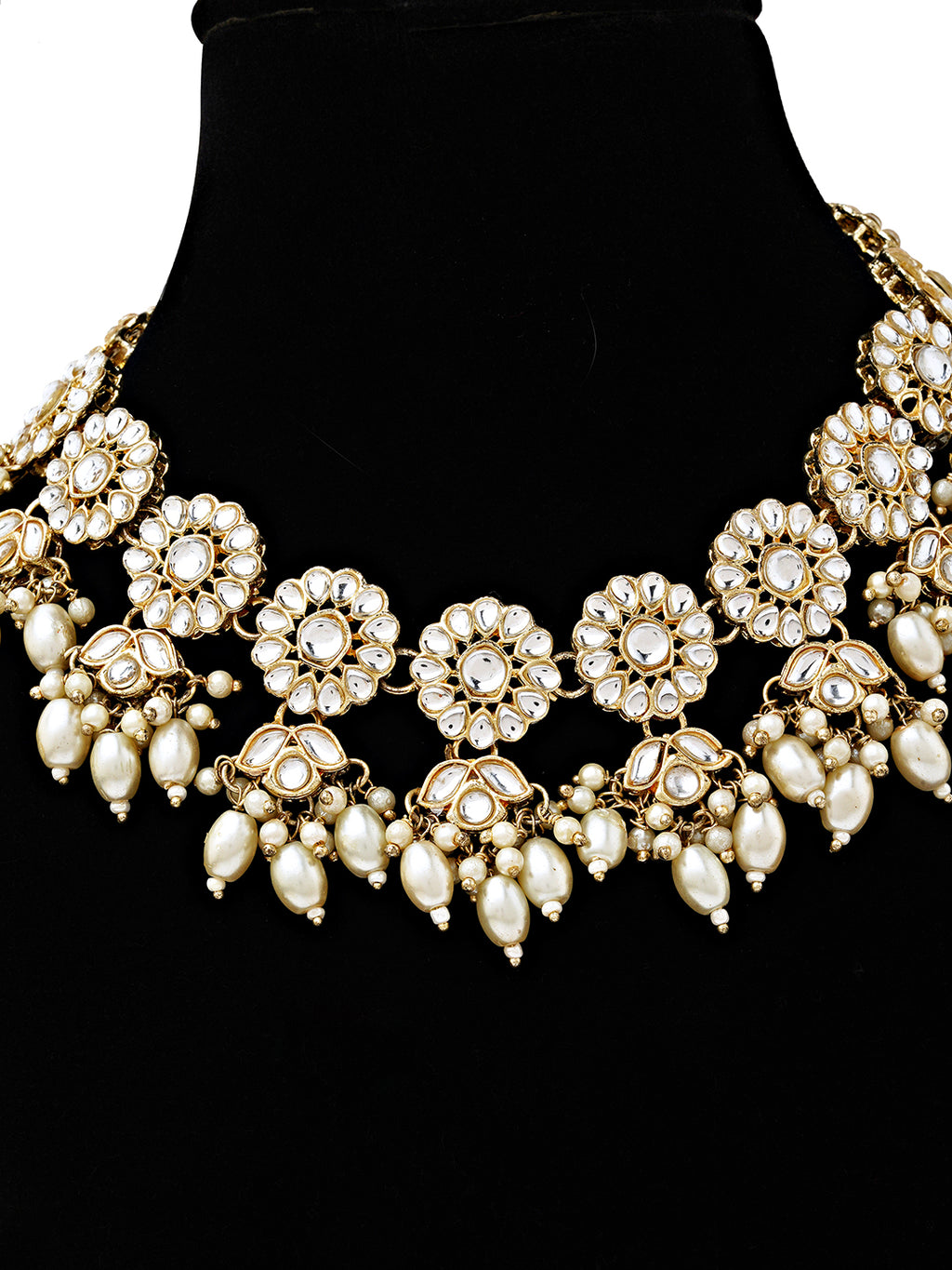 Rose Gold Diamond-Cut Bridal Necklace Set with Maang Tikka