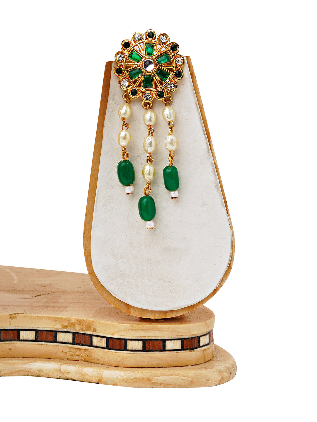 Traditional Green Beaded Choker & Earrings Set