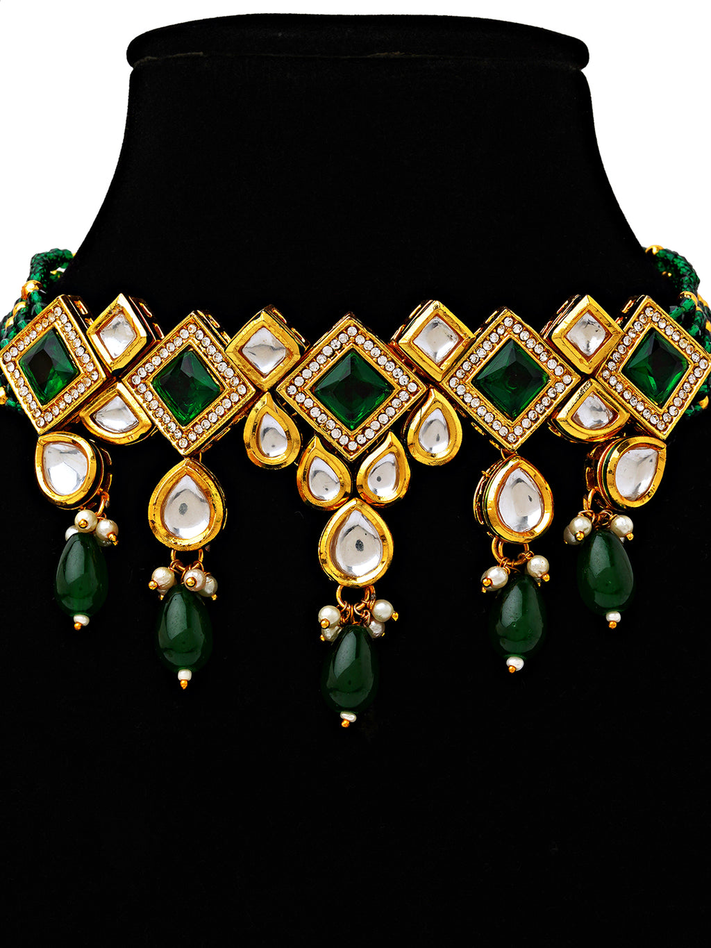Emerald Green Kundan Choker Necklace Set