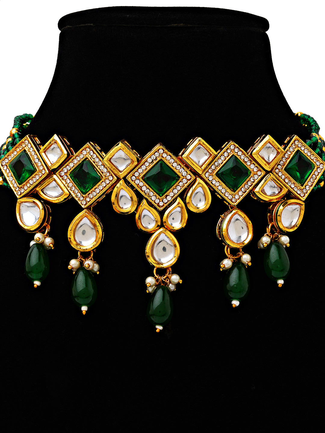 Emerald Green Kundan Choker Necklace Set
