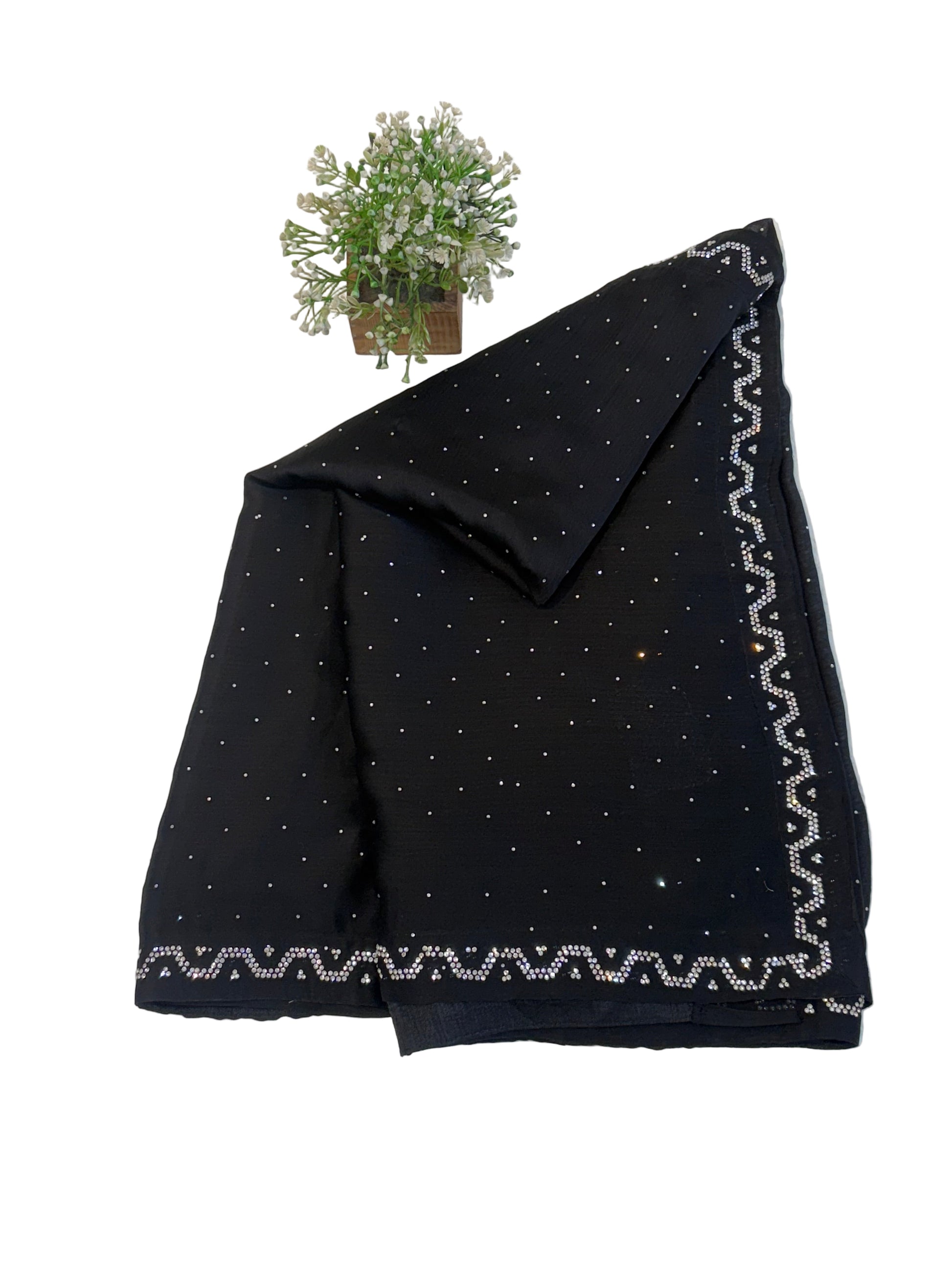 Name: Elegant Black Sequin Saree Georgette with delicate sequin work and embroidered border