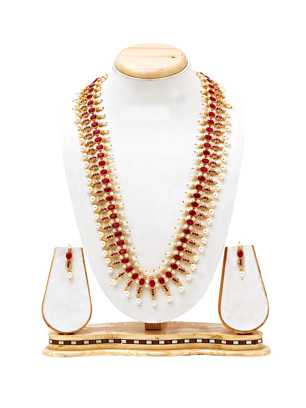 Layered Ruby Pearl Long Haar Set