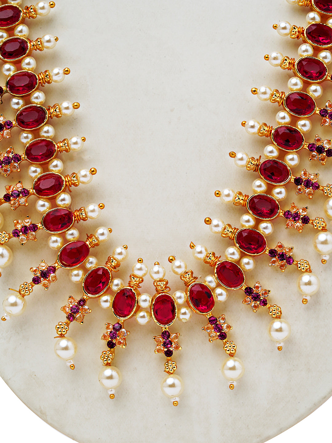 Layered Ruby Pearl Long Haar Set