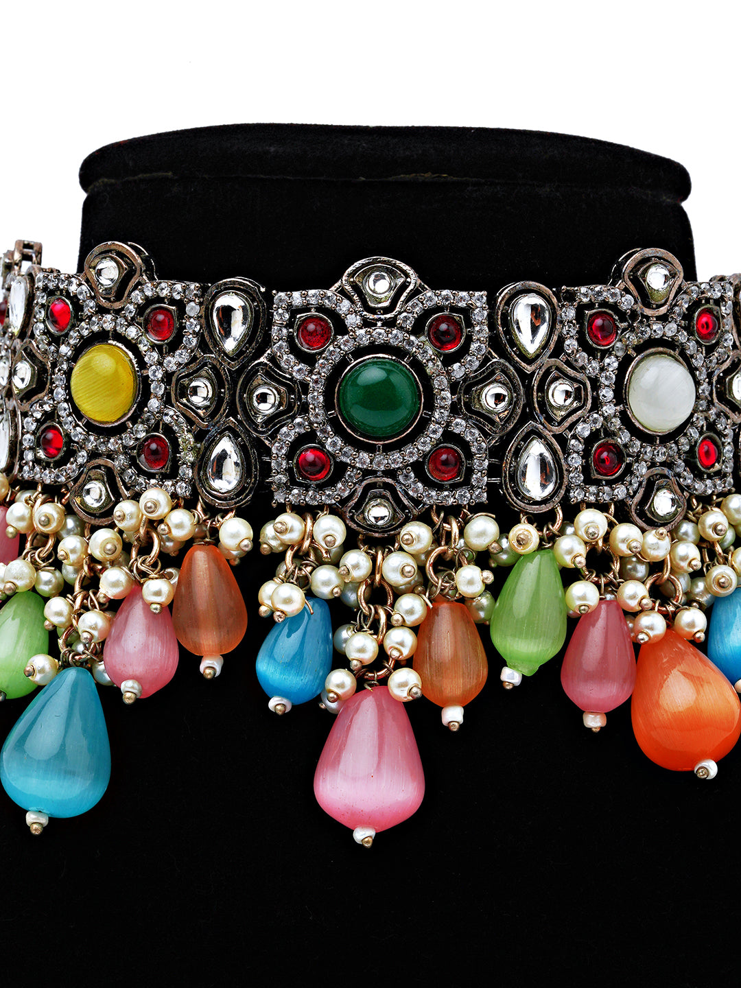 Boho Multicolor Stone Choker Necklace Set