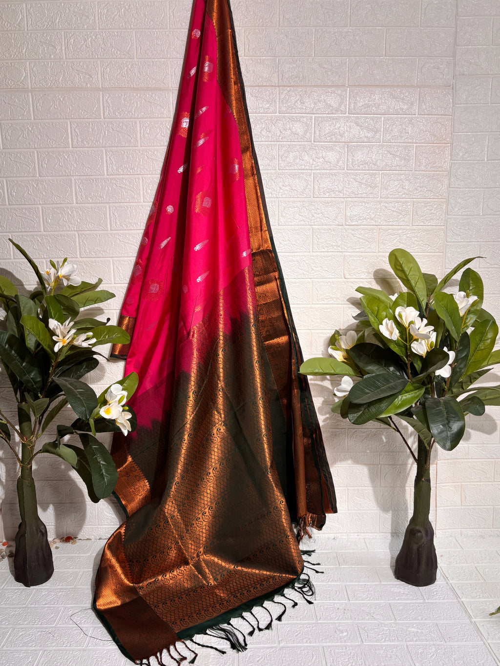 "Rose Wine Dual-Tone Banarasi Silk Saree"