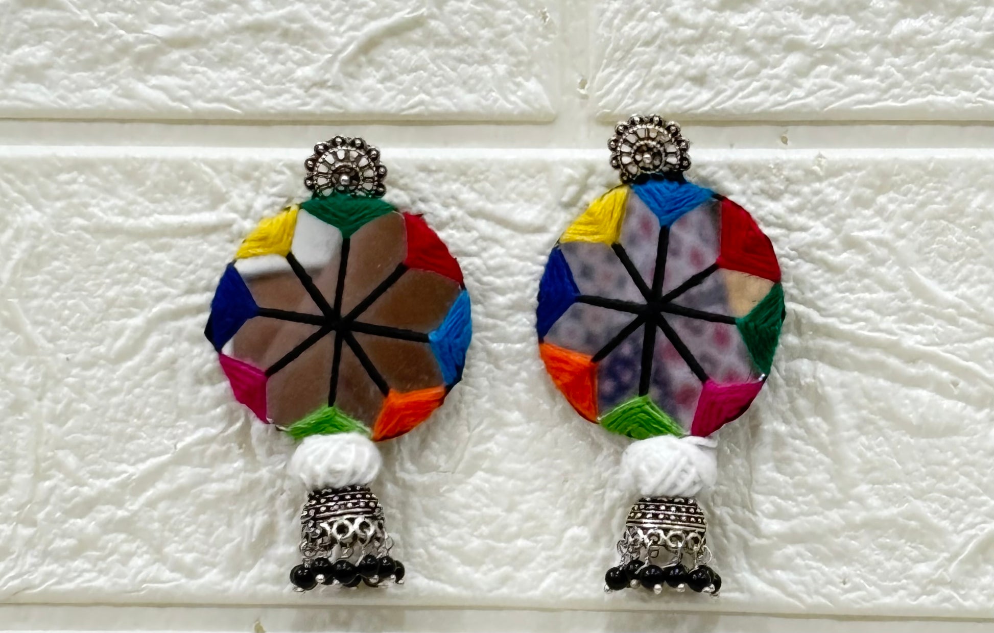 Name:
Multicolor Mirror Work Thread Necklace Set with Earrings

Collection:
Navratri & Festive Jewelry Collection
(or you could call it Boho Mirror Work Collection if you want a more trendy vibe)