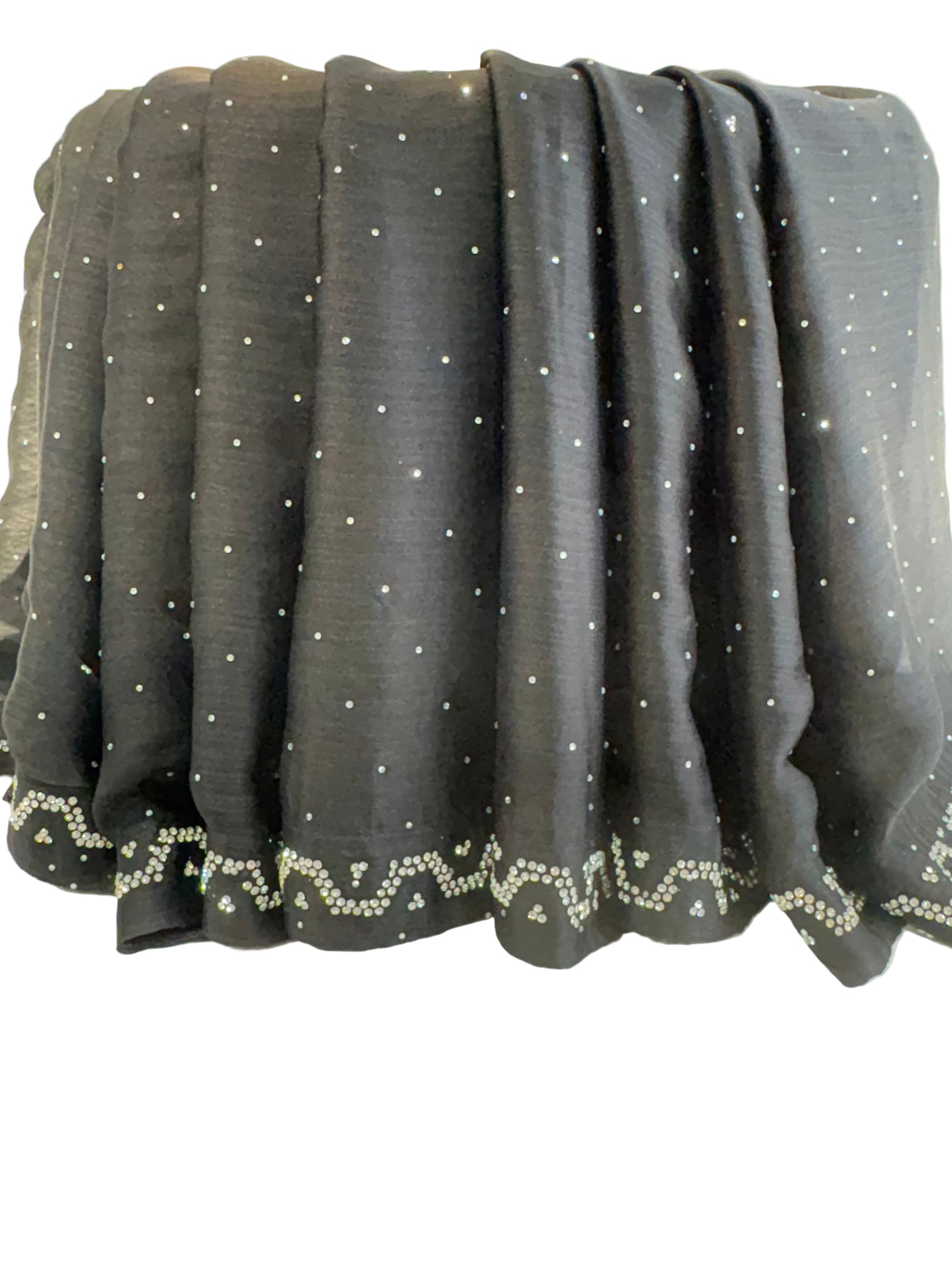 Name: Elegant Black Sequin Saree Georgette with delicate sequin work and embroidered border