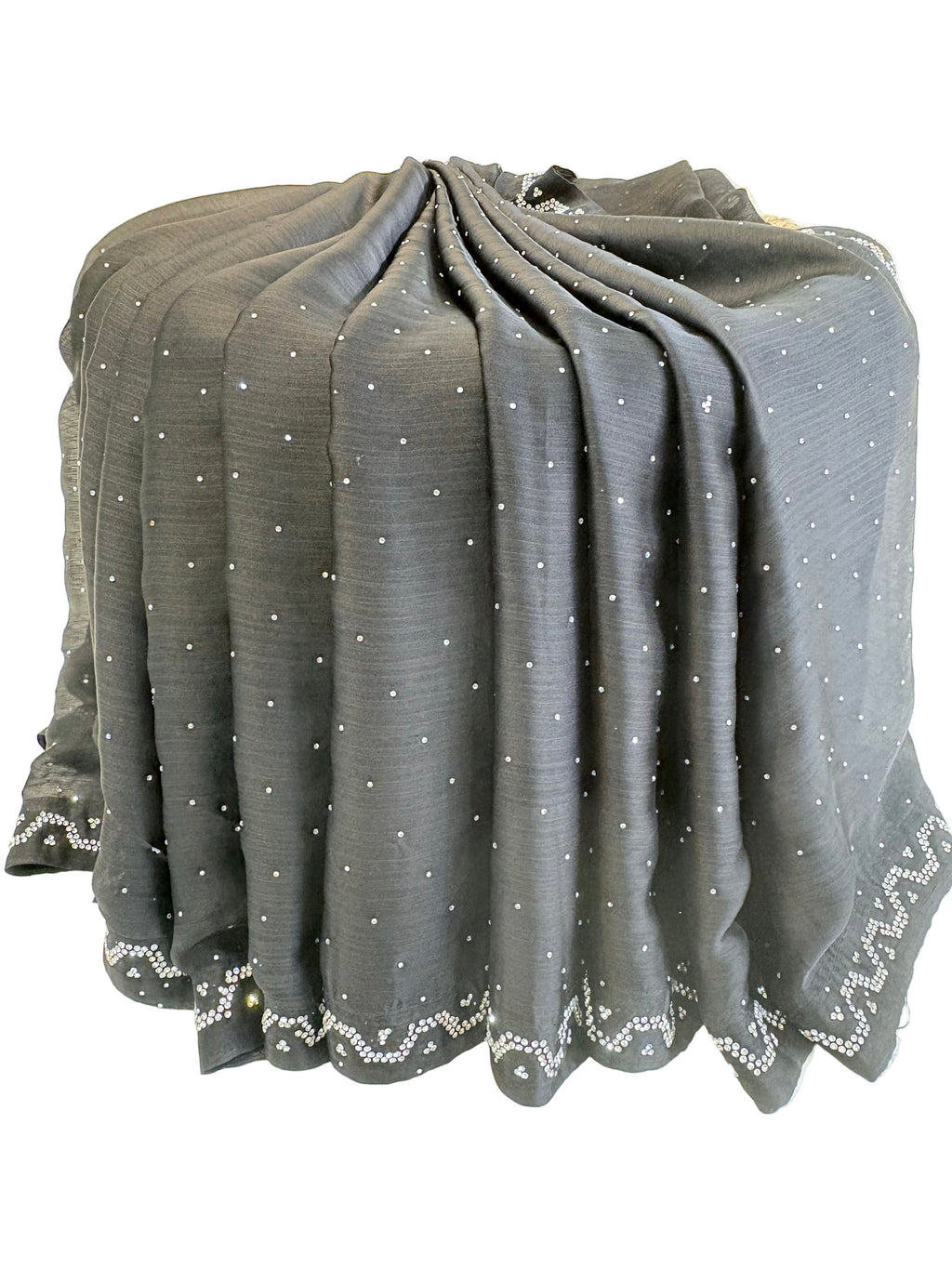 Name: Elegant Black Sequin Saree Georgette with delicate sequin work and embroidered border