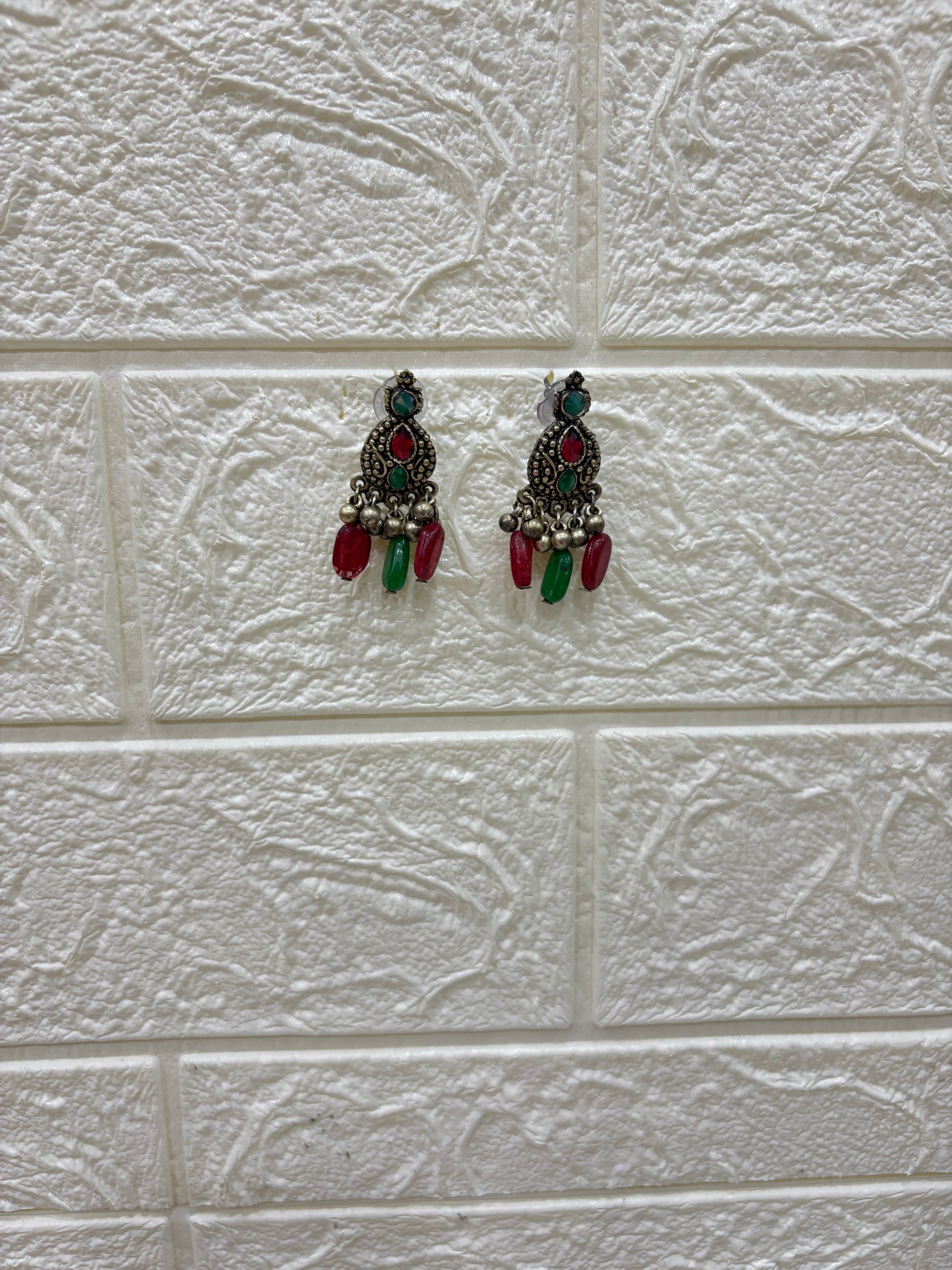 Name: Ruby Green Antique Necklace Set
Collection: Navratri Special | Antique Silver | Ethnic Festive Jewelry