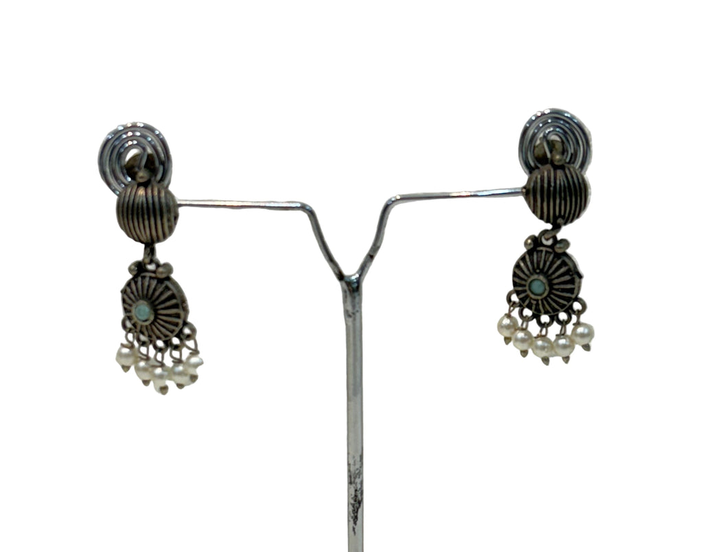 Name: Oxidized Silver Choker Set German silver base with pearl bead detailing