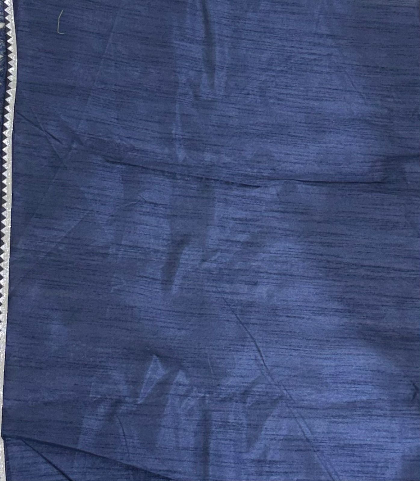 Navy Blue Geometric Bandhani Saree with Silver Sequin Embellishments