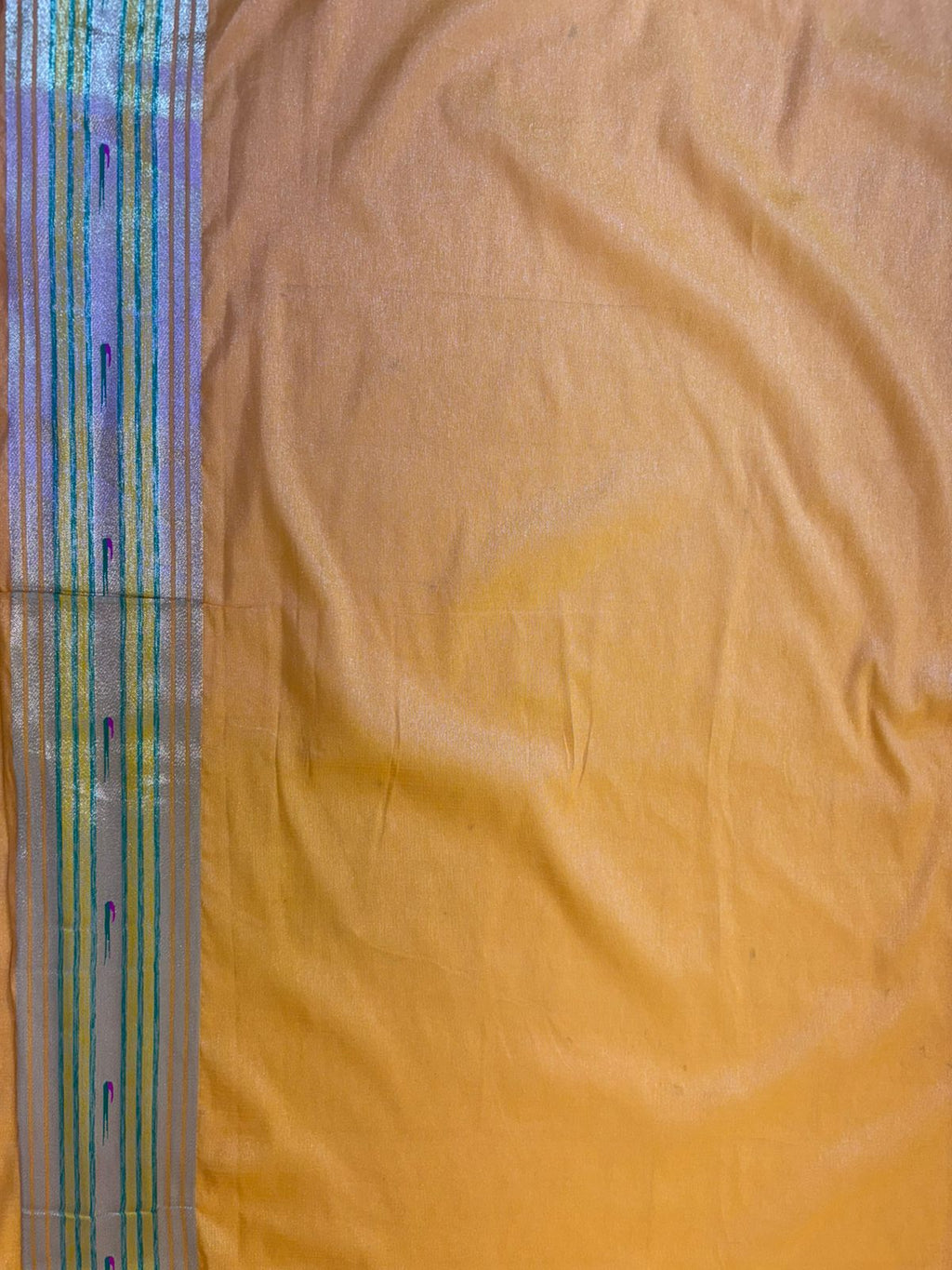 Golden Tissue Paithani Saree with Handwoven Peacock & Floral Motif Pallu