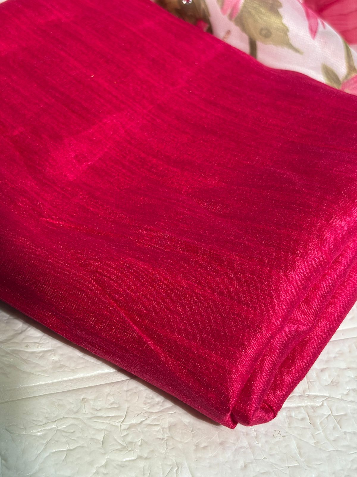 White Organza Saree with Pink Floral Prints and Golden Leaf Detailing