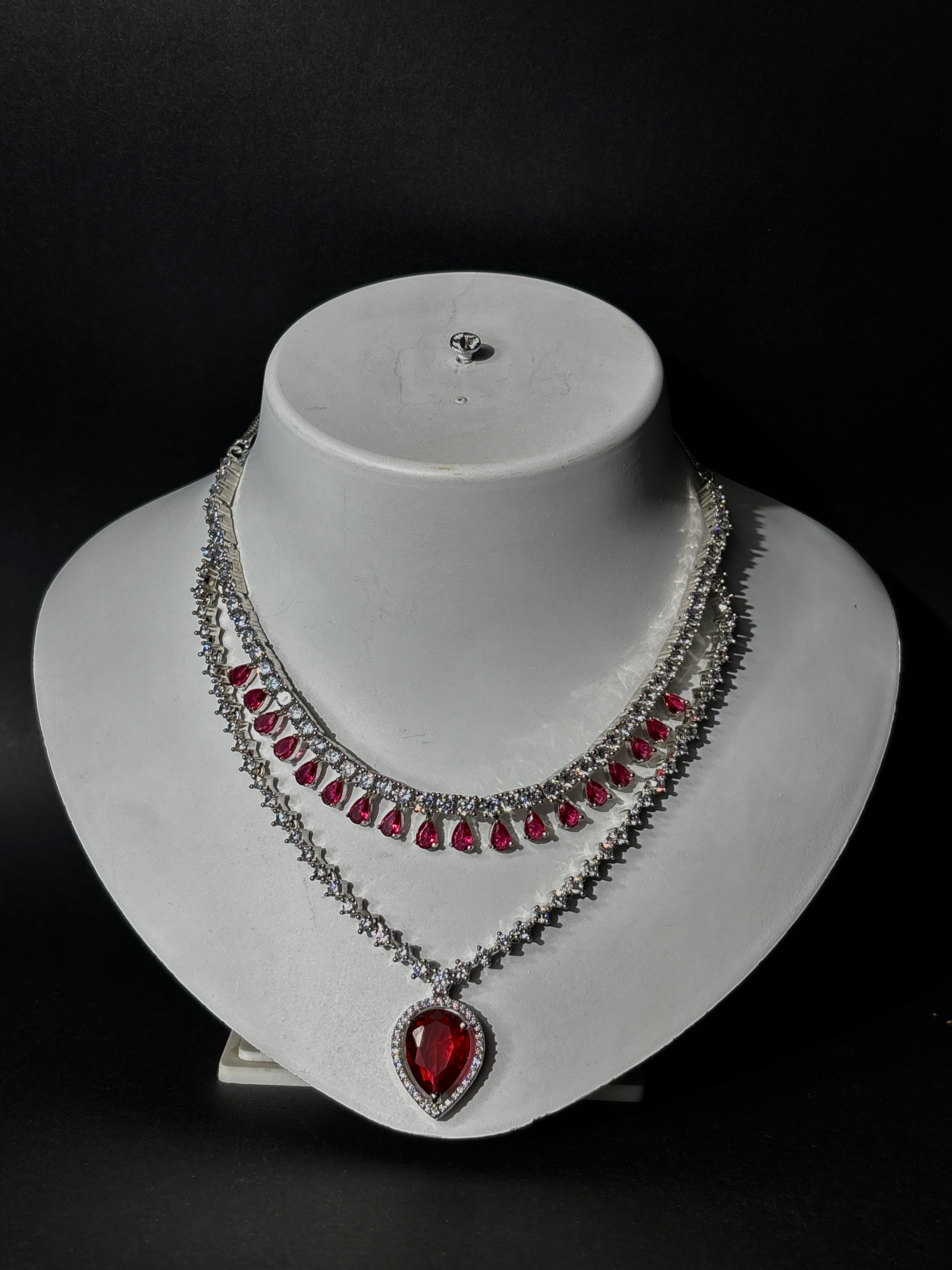 Crimson Grace Layered CZ Necklace