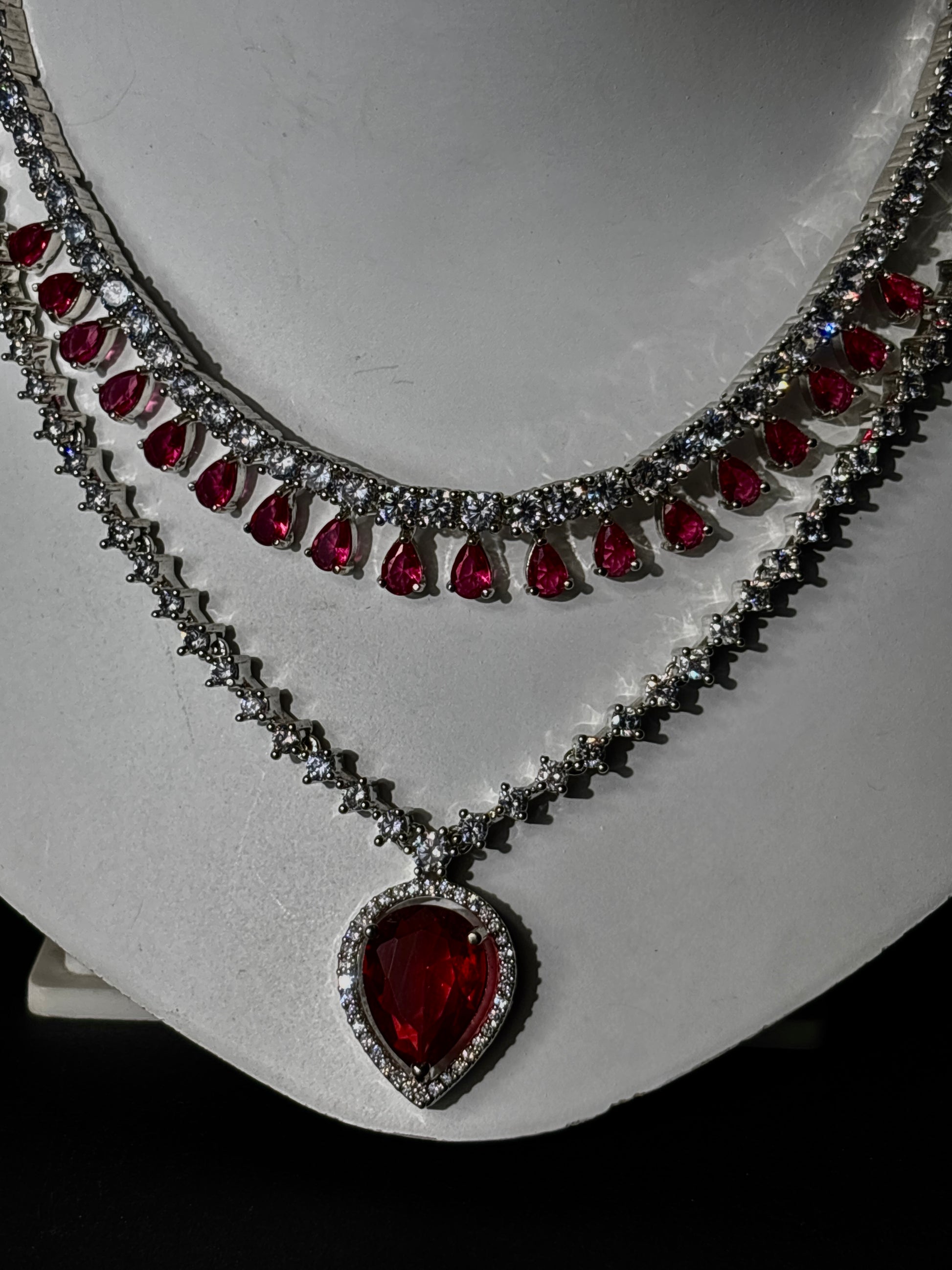 Crimson Grace Layered CZ Necklace