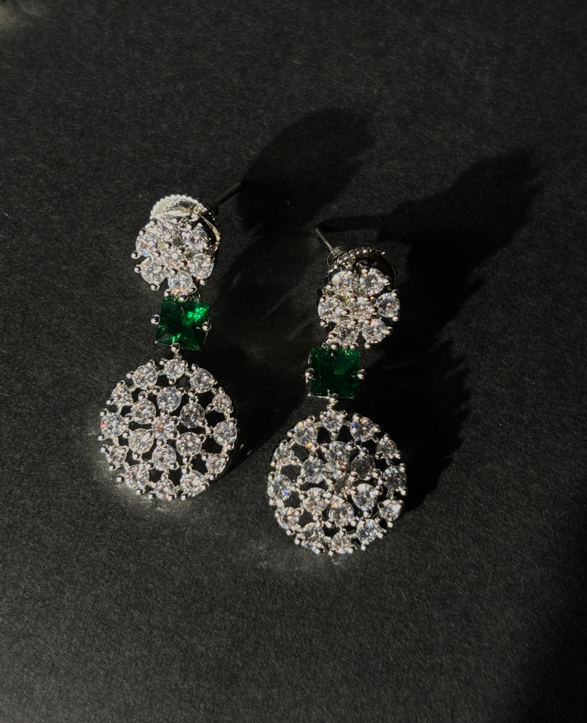 Emerald Blossom CZ Necklace Set