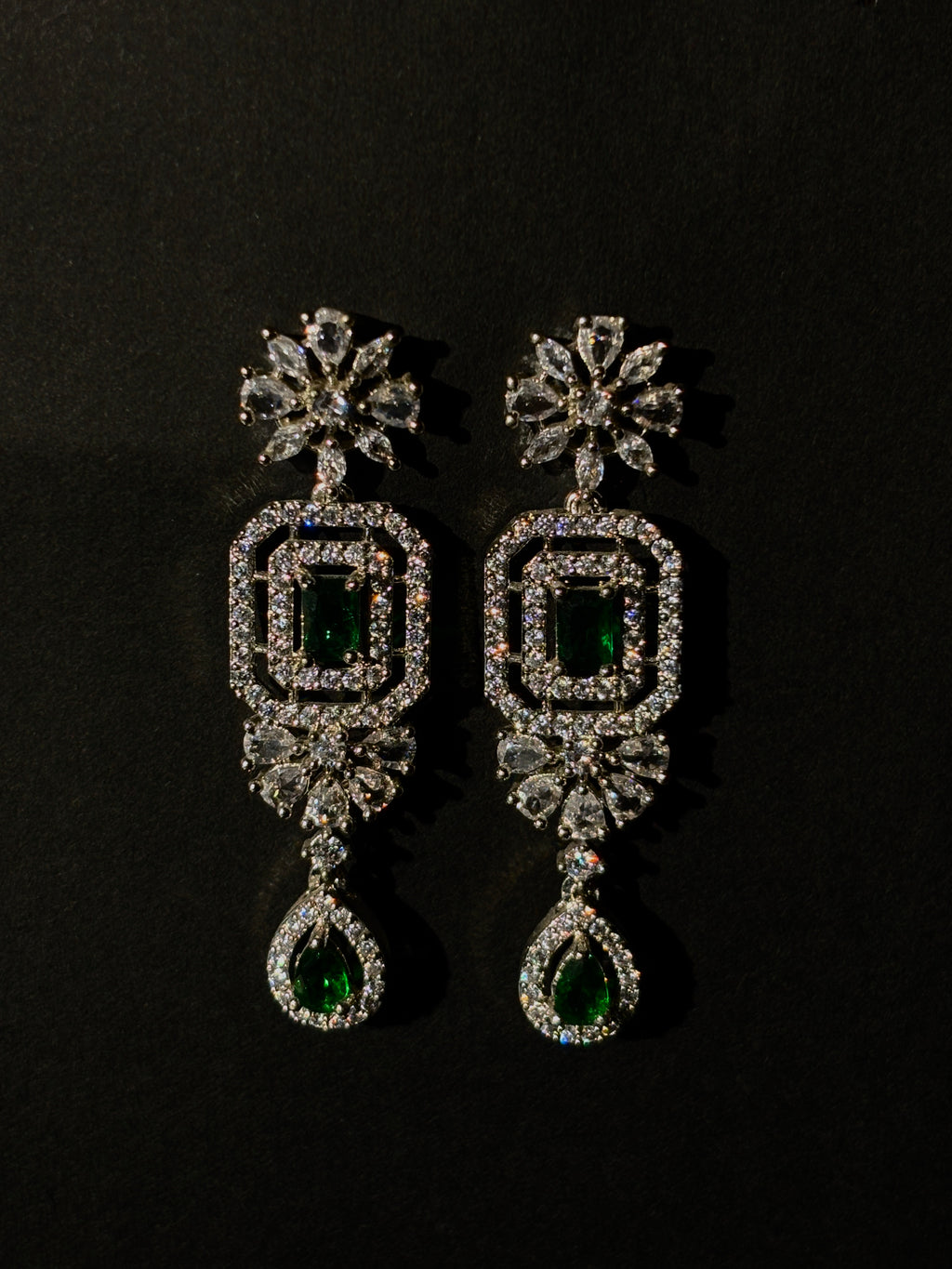 Emerald Drop CZ Necklace Set