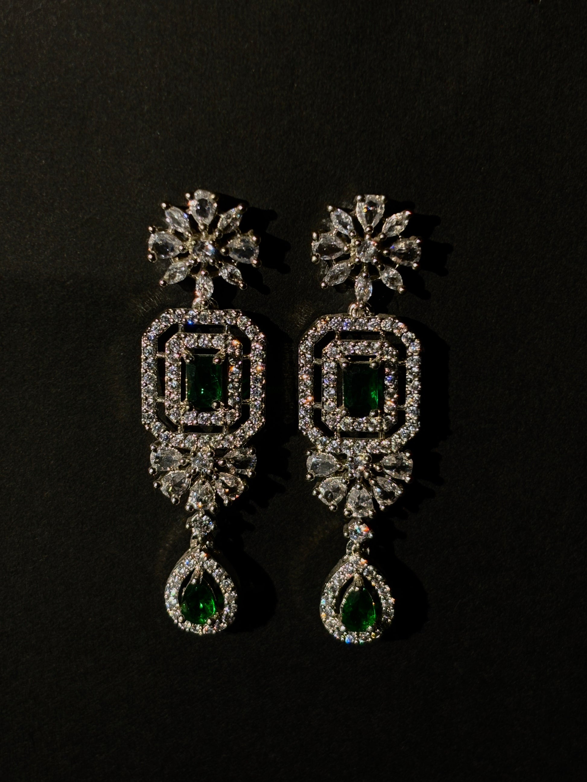 Emerald Drop CZ Necklace Set