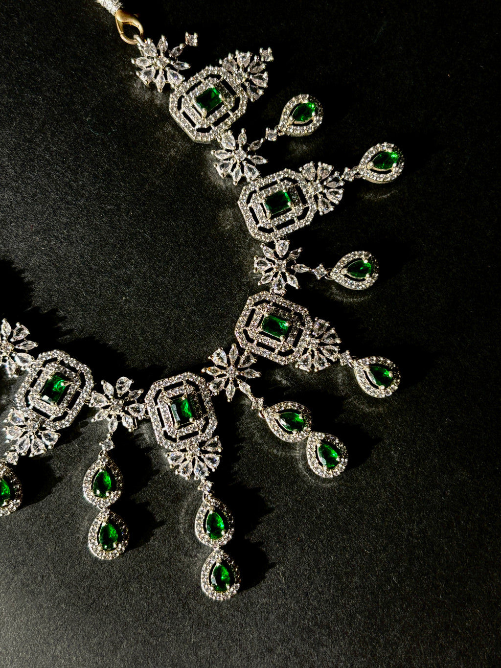 Emerald Drop CZ Necklace Set