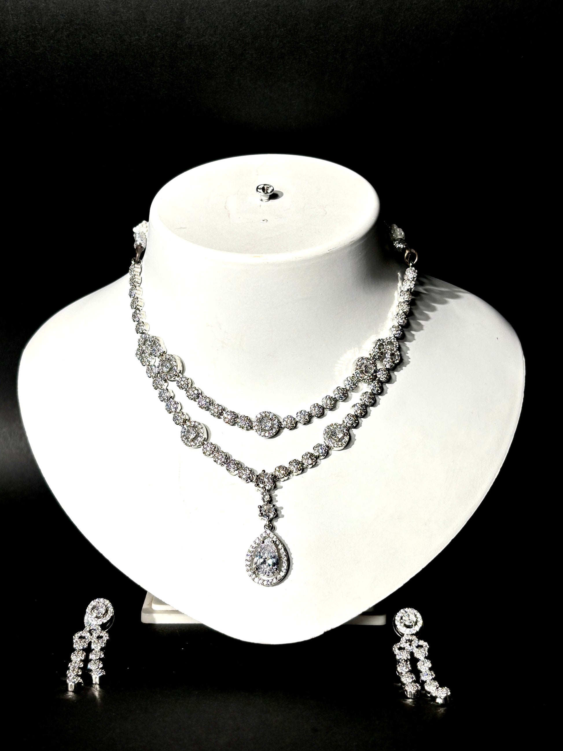 Ethereal Spark CZ Bridal Necklace Set