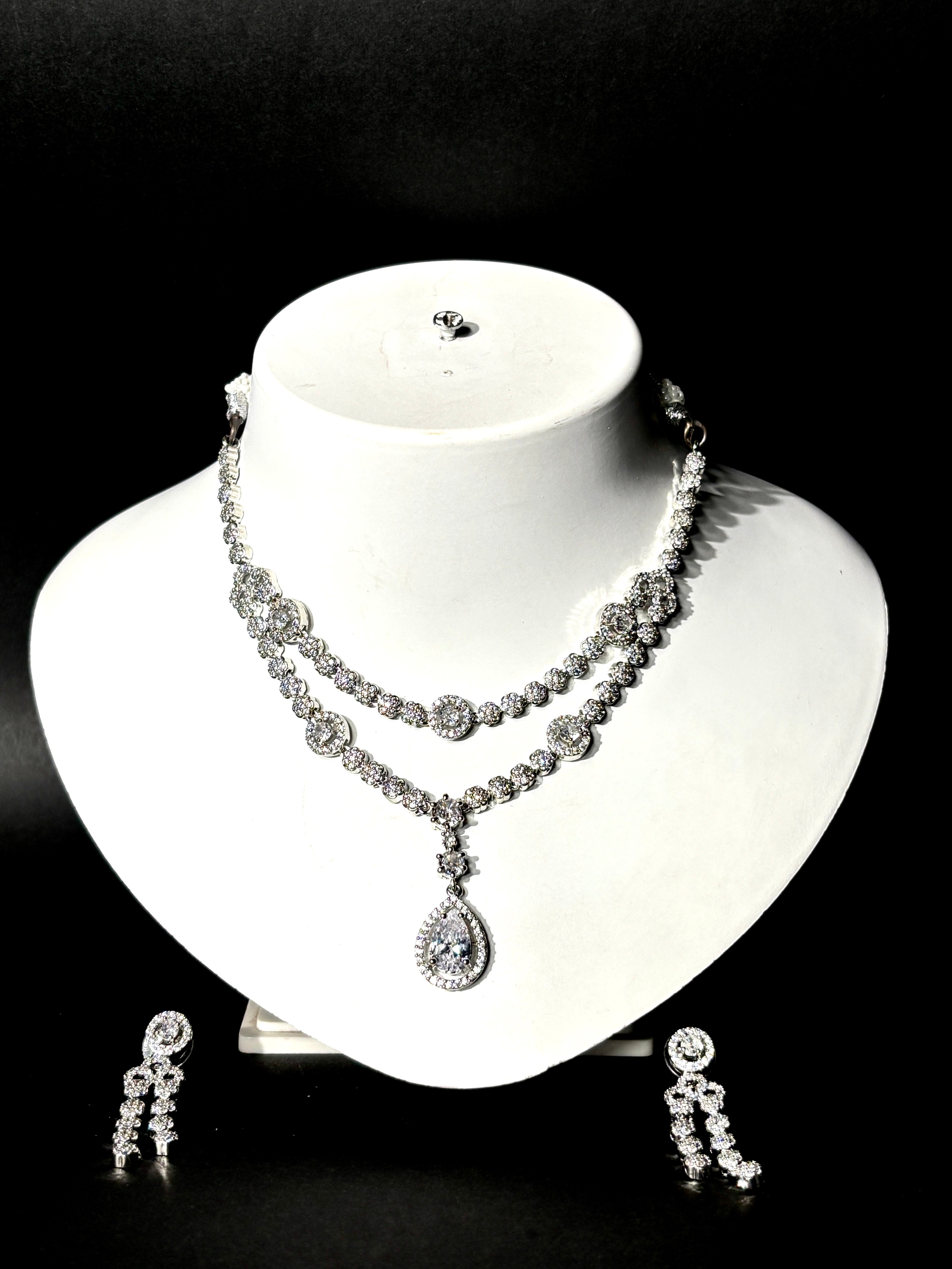Ethereal Spark CZ Bridal Necklace Set