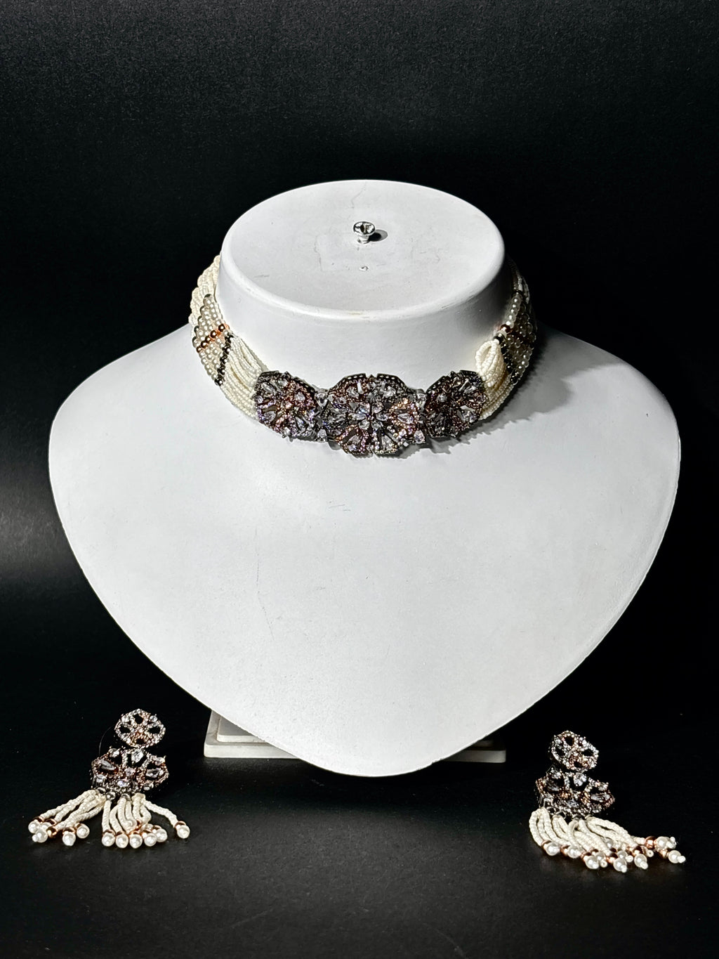 Regal Blossom Pearl Choker Set