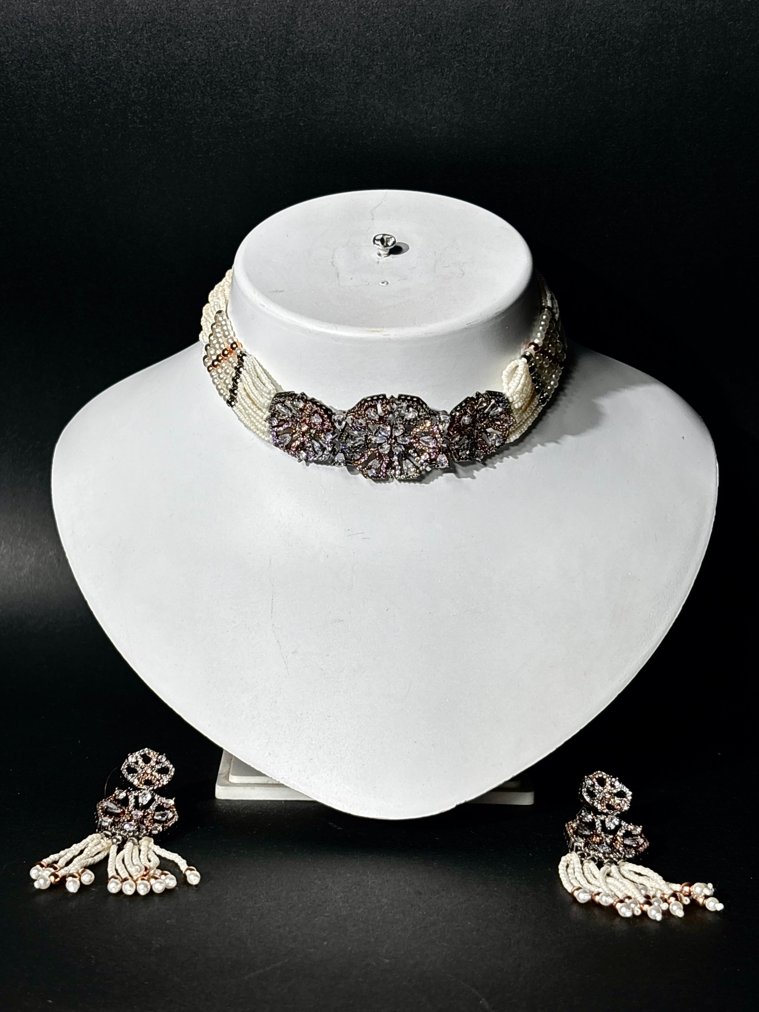 Regal Blossom Pearl Choker Set