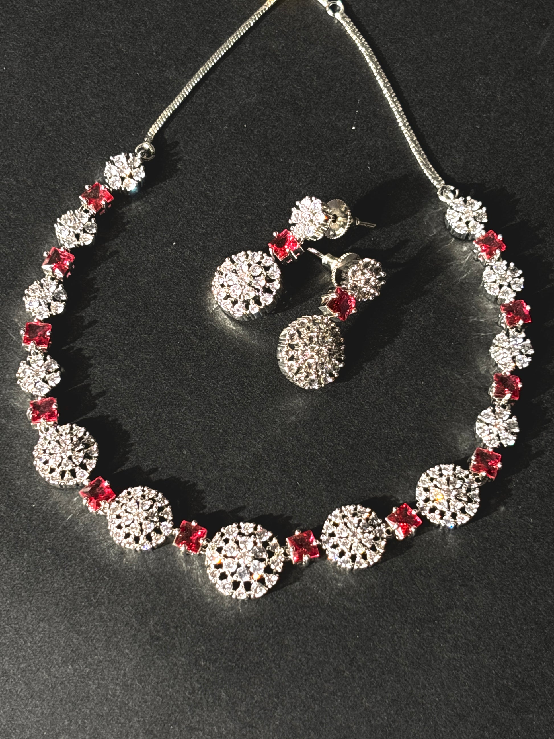 Ruby Radiance CZ Necklace Set