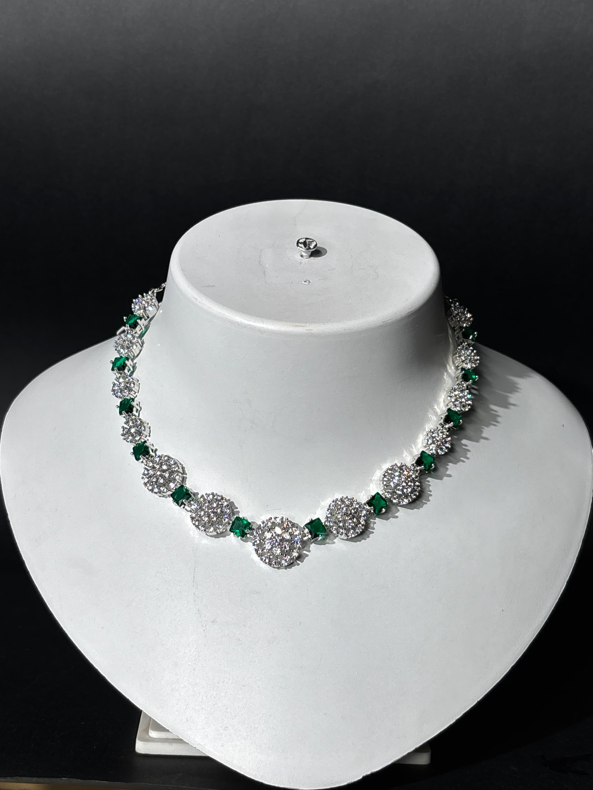 Emerald Blossom CZ Necklace Set