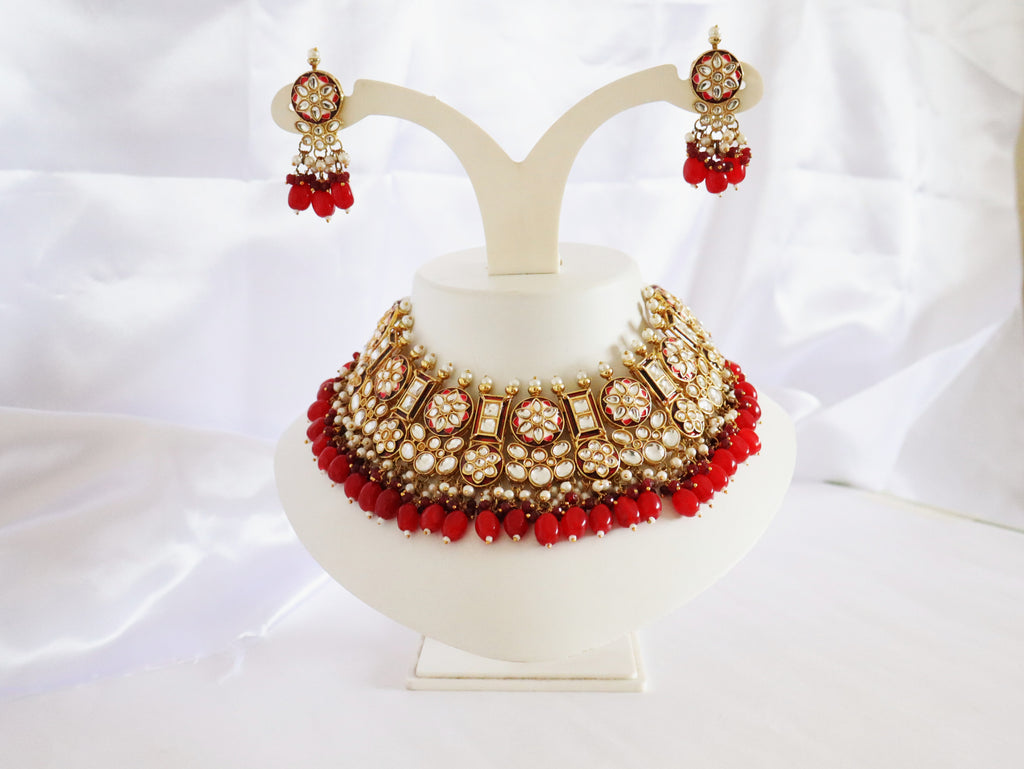 Mughal Regal Red Kundan Choker Set