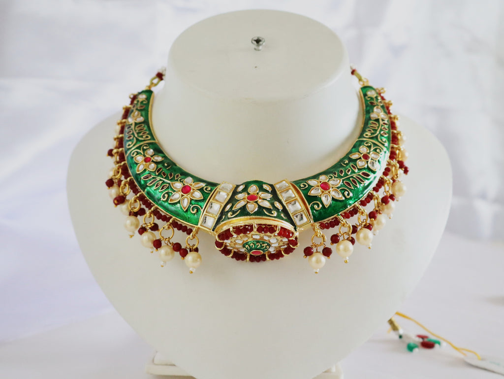 Emerald Enamel Royal Kundan Choker Set